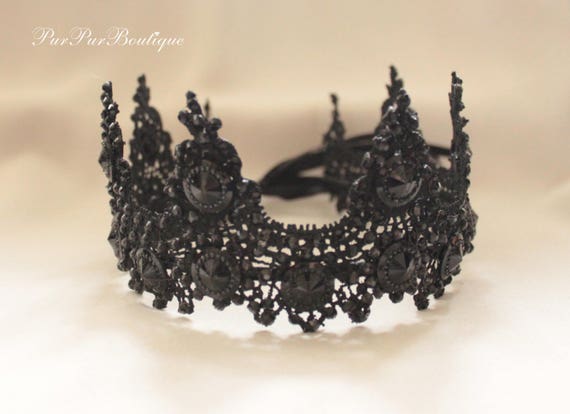 Punk Rock tiara Noir goth steampunk tiara made with black Clock hands perfect for the gothic bride