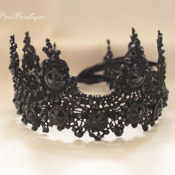 Schwarze Krone, Gothic Krone, schwarze Tiara, Gothic Brautkrone, schwarze Brautkrone, Gothic Hochzeit Tiara, schwarze Hochzeit Tiara, Gothic Haarschmuck