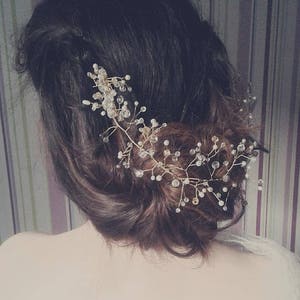 Crystal and Pearl Wedding Backpiece, Wedding Crystal Hair Comb, Bridesmaid Headband, Crystal Double Comb, bridal hair combs, bridemaid  comb
