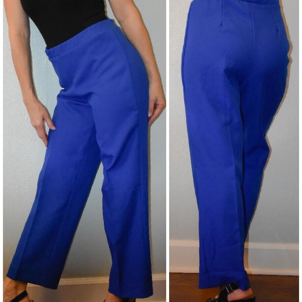 TEDDI Vintage Women's Pull On Elastic Waist Blue Polyester Pants Size 8