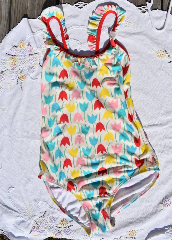 Vtg. Hanna Andersson Swimsuit One Piece Rainbow Tulips 140 - Etsy
