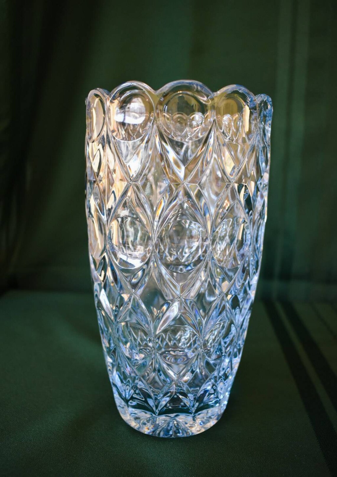 Vintage Light Blue Crystal Vase Etsy