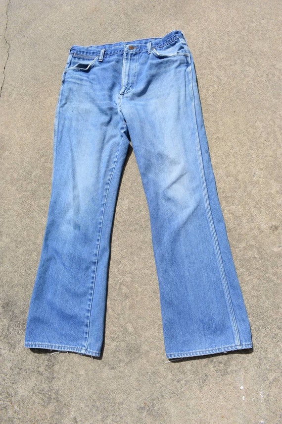 Vtg. Wrangler "no fault" blue jeans, 36x32 - image 7
