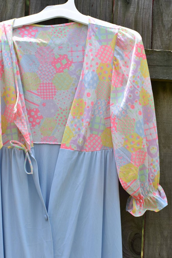 Vtg. Lorraine nylon nightgown, robe, "patchwork" p
