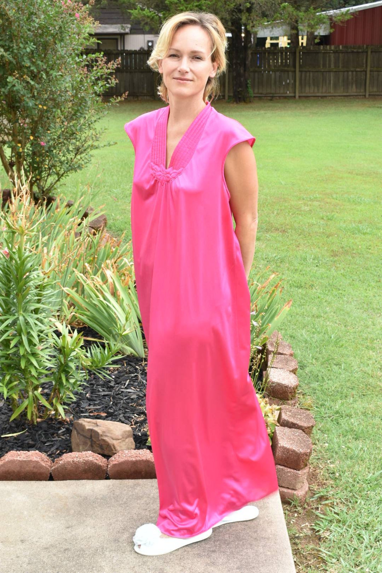 Vtg. Jcpenney Collectibles Nightgown Deep Pink Full Length Etsy