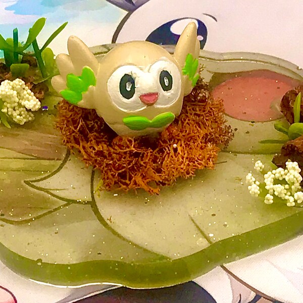 Rowlet Pokémon Terrarium, Desk Display, Shelf Decoration, POKEMON GIFT, home decor