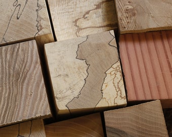 Cubes et rectangles de bois pour sculpture -création petits objets pour fabrication Intarsia, couteaux, bijoux, sculpture... Noyer, hêtre
