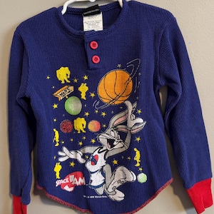 Vintage Space Jam - Space Jam Waffle Knit Longsleeve - Kids size 7