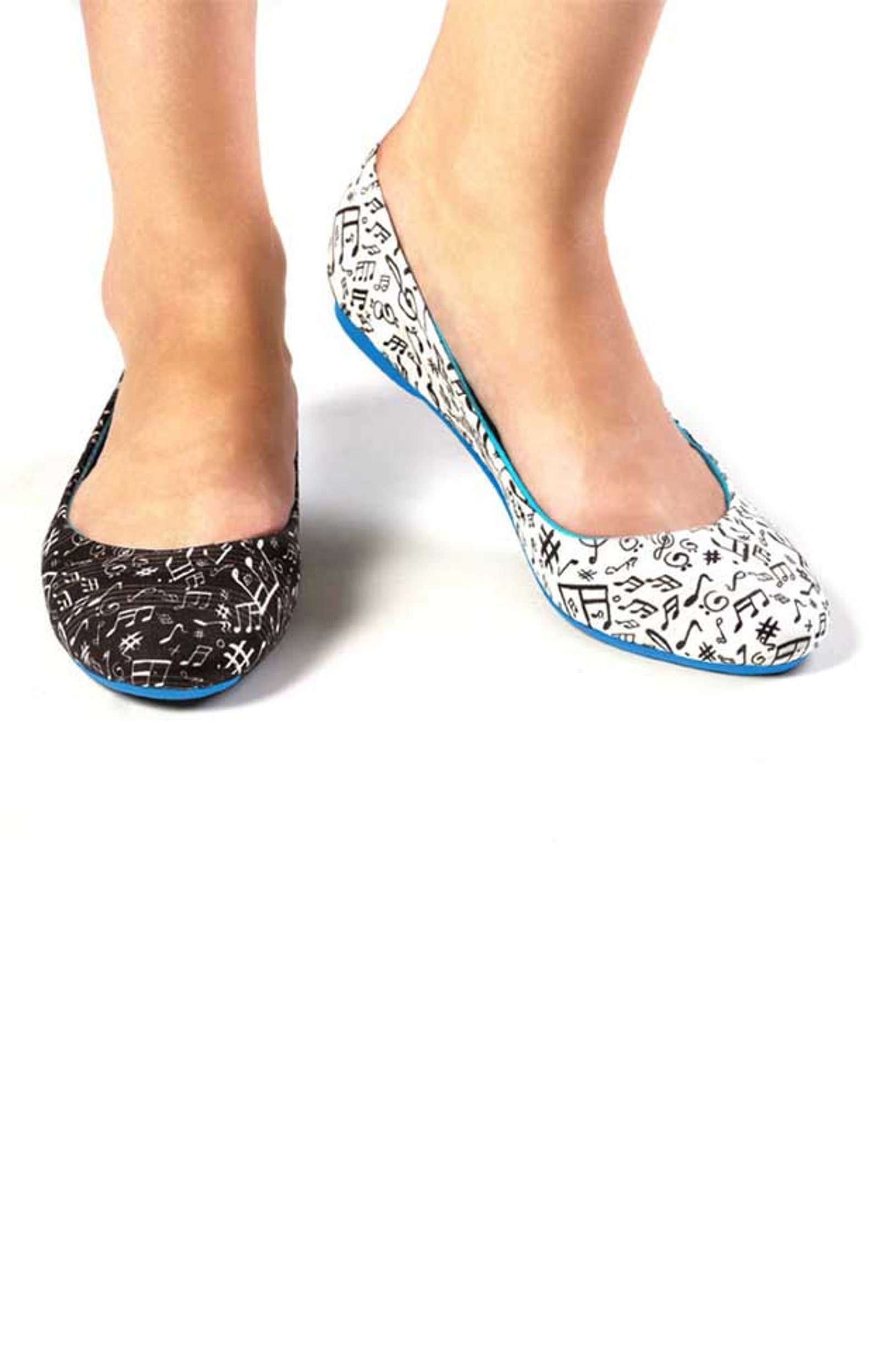 silence of the bees foldable / rollable slip on, ballet flat, ballerina shoes- music printed