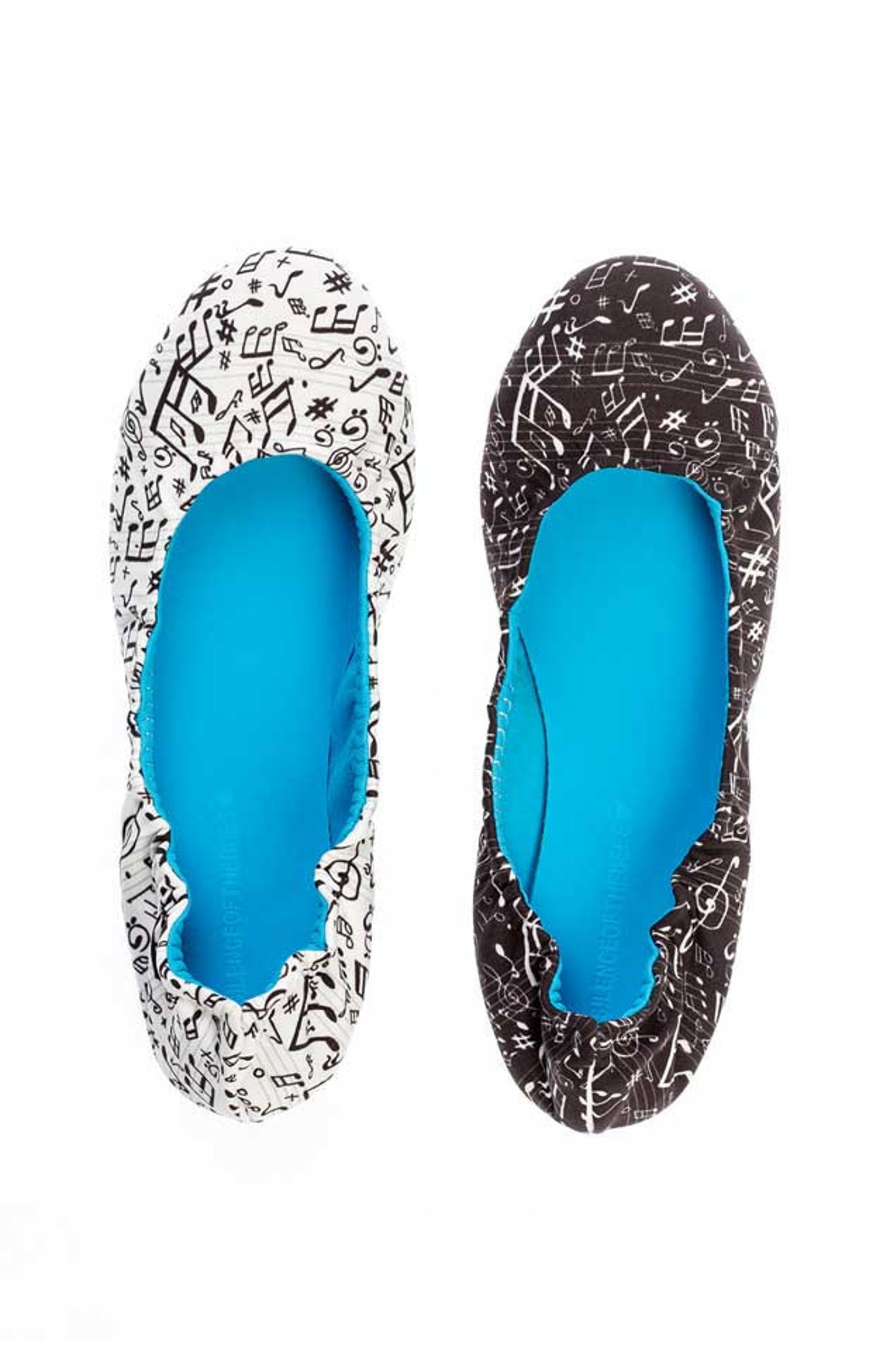 silence of the bees foldable / rollable slip on, ballet flat, ballerina shoes- music printed