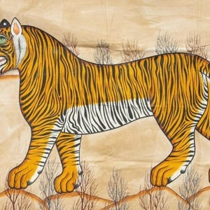Indian Tiger Oil Painting on Canvas: 20th Century Replica