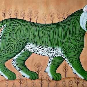 A tiger original oil painting on canvas , customised tiger large painting, Indian Bengal tiger artwork