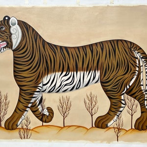 A tiger original oil painting on canvas , customised tiger large painting, Indian Bengal tiger artwork