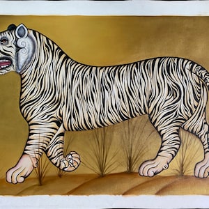 White  tiger painting oil on canvas , customised painting