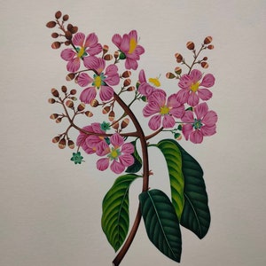Jarul botanical flowers (miniature original watercolor painting ,wall decor, wildflowers, original flower botony handmade)