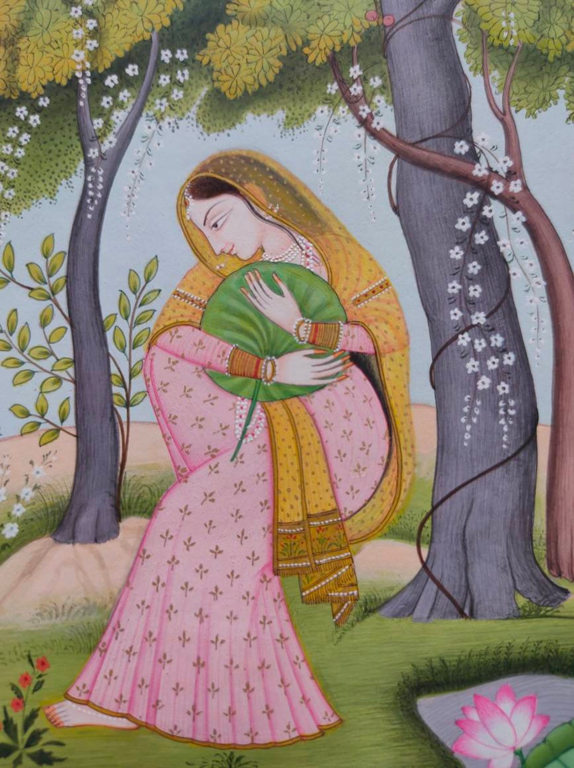 Buy Indian Miniature Kangra Pahari Nayika Original Painting ,pahari