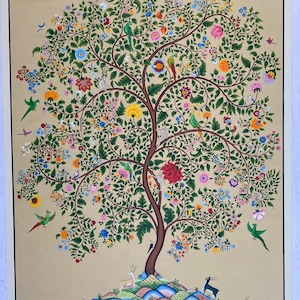 Tree of life wall decor, kalamkari  (original,tree painting,Garden art, Botanical, wall illustration design,miniature,tree of love