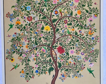 Tree of life wall decor, kalamkari  (original,tree painting,Garden art, Botanical, wall illustration design,miniature,tree of love