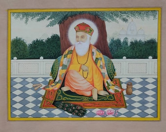 Guru Nanak Dev Ji Handmade Painting, Sikh Art