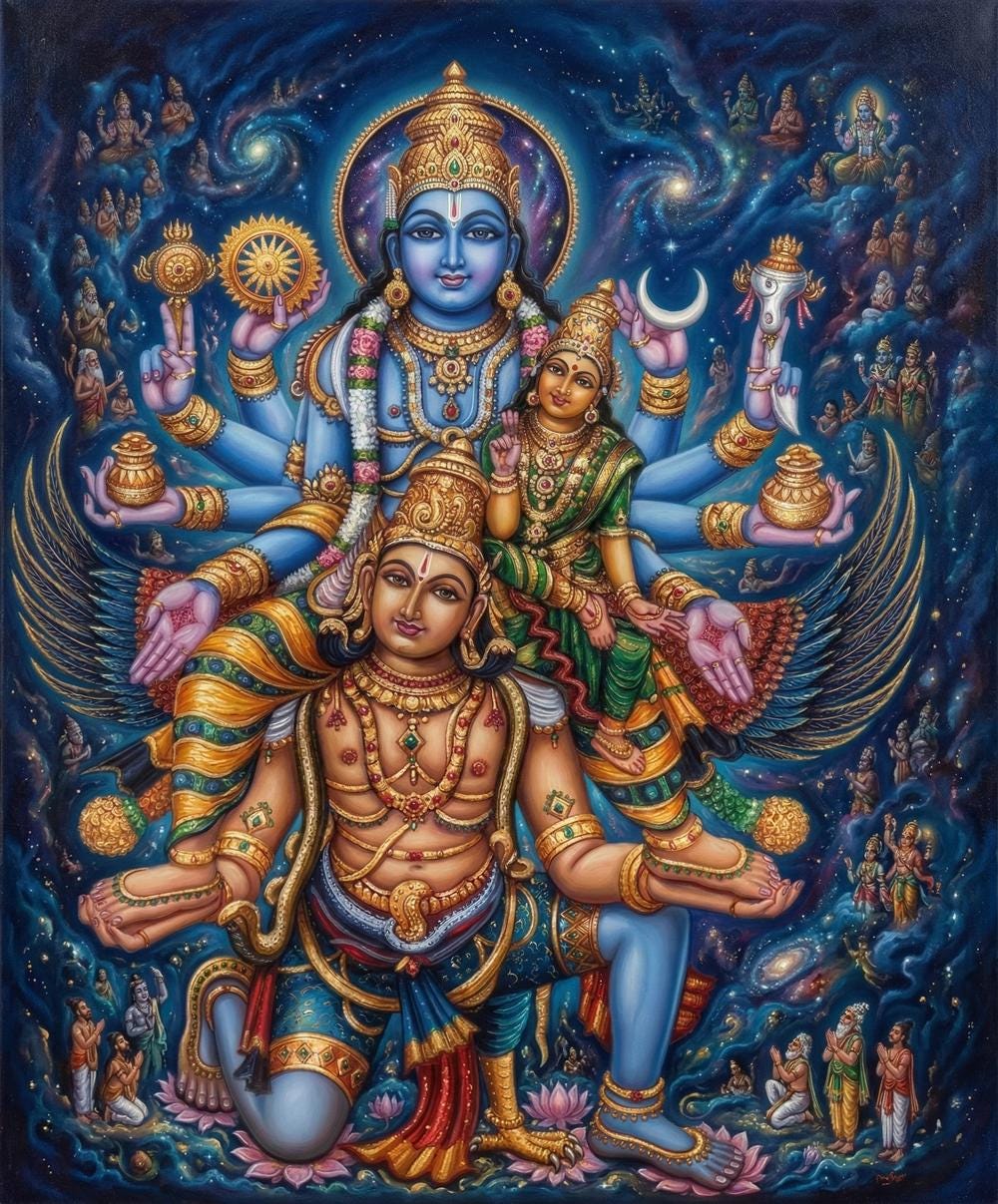 Vishnu Lakshmi Garuda Golden Foil Print in Golden Frame (11 X 14 Inch ...
