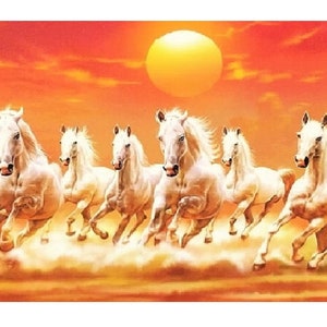 Vastu 7 Pferde Wandaufkleber Poster Ohne Rahmen (24 X 48 Zoll)