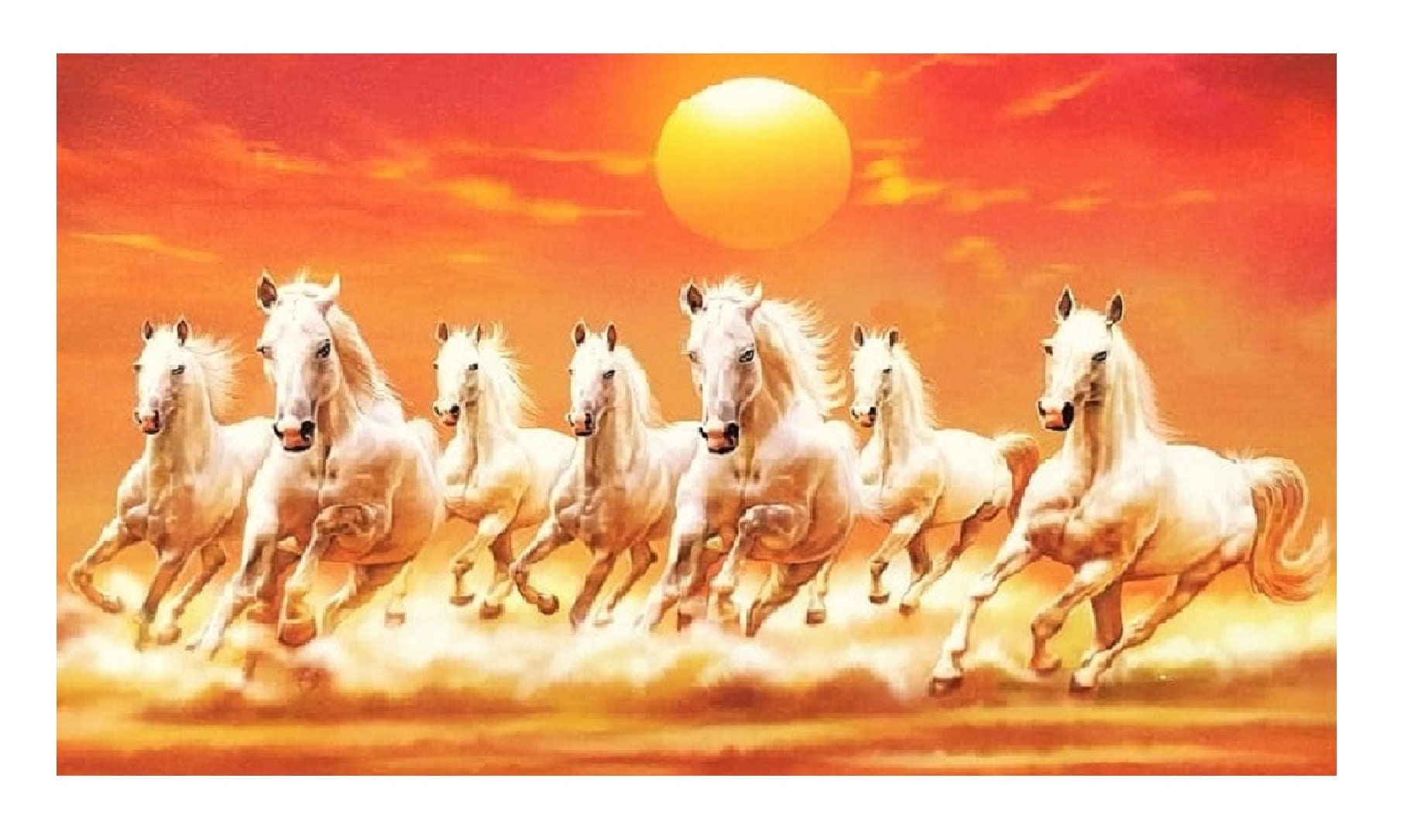 Vastu 7 Horses Wall Sticker Poster Print Without Frame 24 X Etsy India