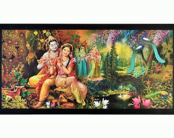 ラーダ　クリシュナ　額縁付　　　　　　　　ビンテージポスター クリシュナ ビンテージポスター 額縁付 ビンテージポスター 額縁