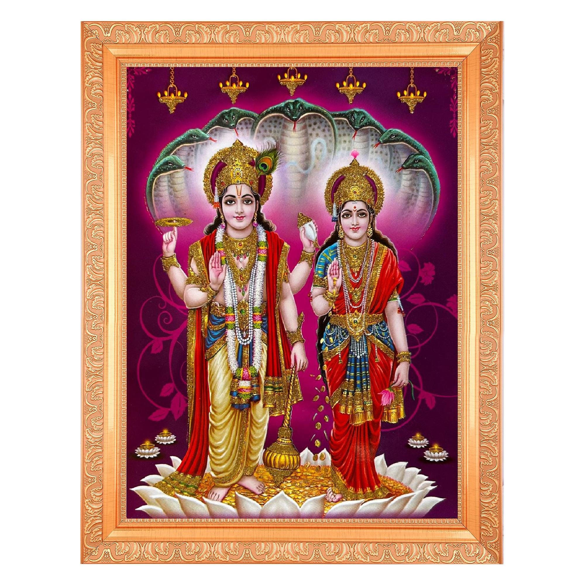 Vishnu Lakshmi Kalyanam Art Print in Golden Frame (11x14 Inch) - Etsy