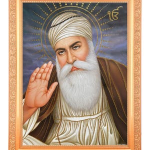 Guru Nanak Dev Ji Wall Frame, Sikh Religious Decor, Spiritual Gift for Home-Office, Sikh Guru Wall Hanging Golden ArtWork Frame In 4 Designs