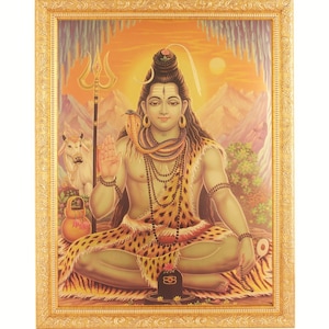 Shivji Golden Foil Work  In Golden Frame Big (14 X 18 Inches)