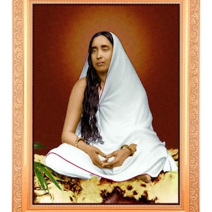 Sri Sarada Devi Digital Print Photo In Golden Artwork Frame (11 x 14 Inch) OR (27.94 X 35.56 Cm)
