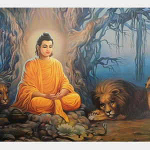 Medytujący Budda Malarstwo Teksturowana powłoka Wydruk Plakat Bez Ramy (25 X 36 Cali)