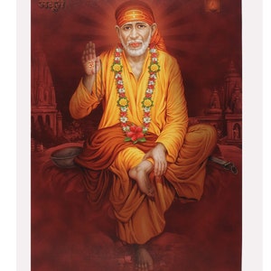 Shirdi Sai Baba Elegant Painting Print Photo Without Frame (20 X 28 Inches)