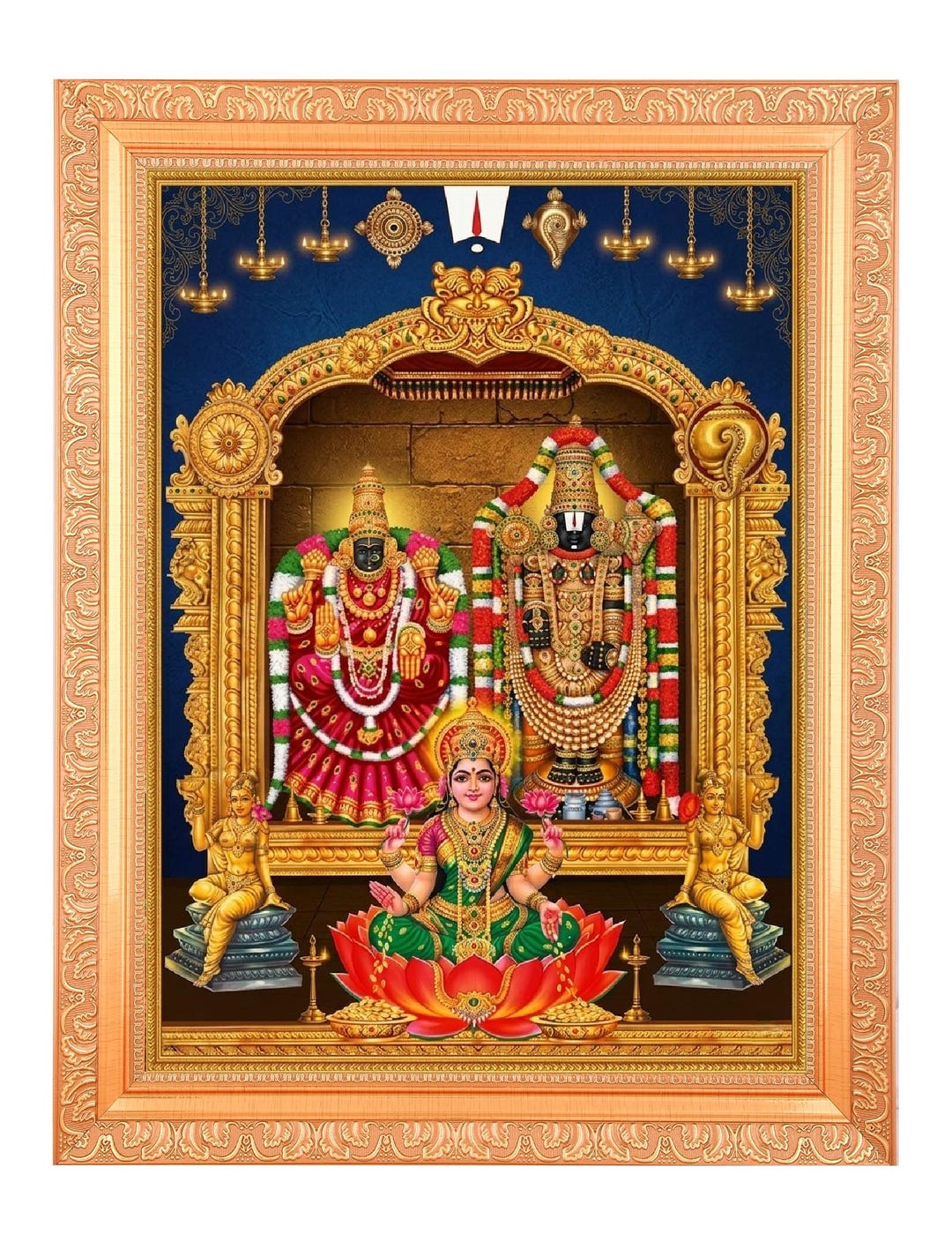 Thayar Perumal Lakshmi Digital Art, Golden Frame (11 X 14 Inch ...