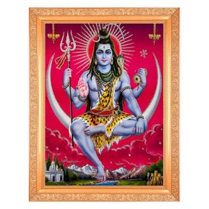 Shivji Elegant Zari Art Work Photo In Golden Frame Big (14 X 18 Inches) Available In 3 Designs