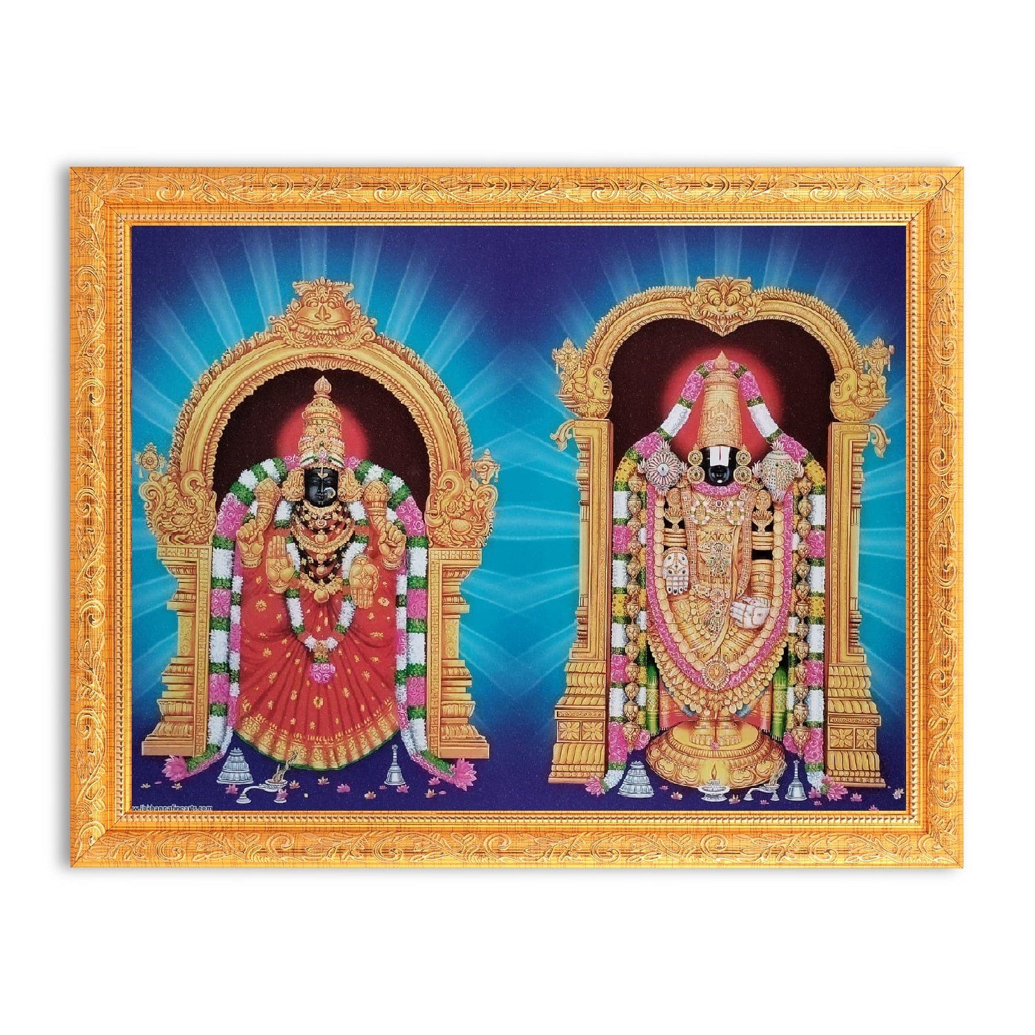 Padmavati Devi Tirupati Balaji  Sparkle Print Digital Photo In Golden Frame Big (14 X 18 Inches)