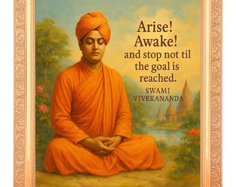 Swami Vivekananda-meditatiekunstdruk in gouden lijst (11 x 14 inch)