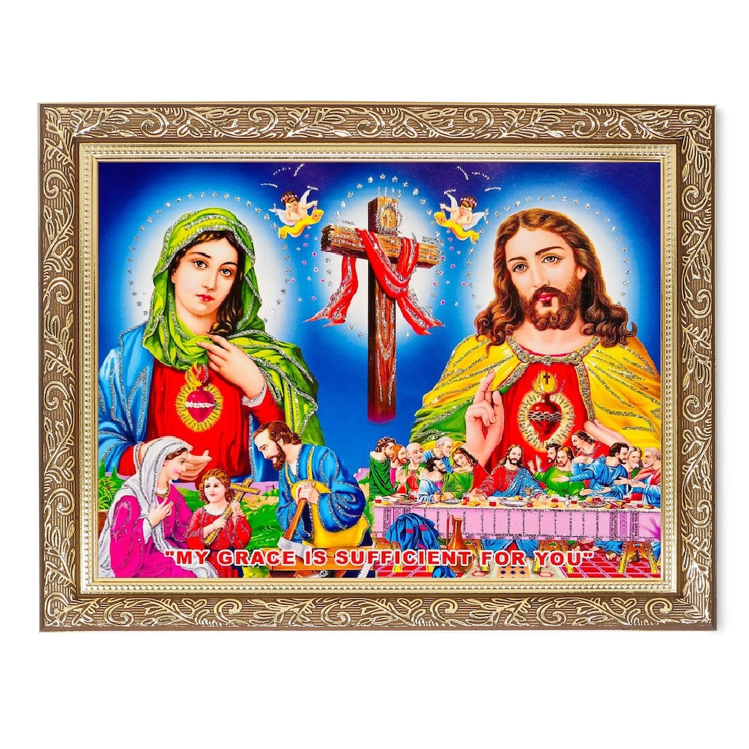Lord Jesus Christ Art, Gold Zari Framed Photo (11 X 13 Inch) - Etsy
