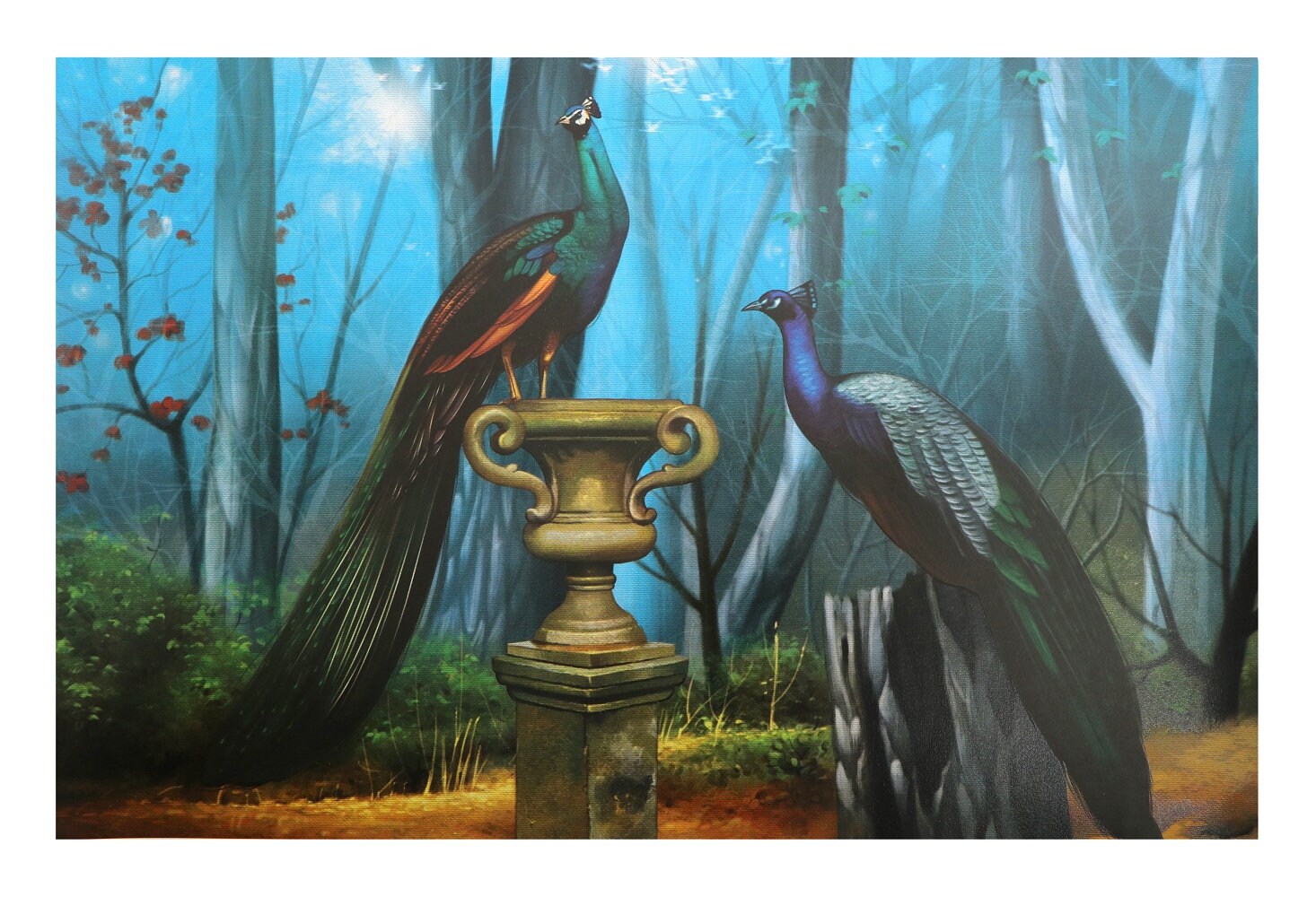 Lucky Vastu Peacocks Painting With Texture Coating Without Etsy