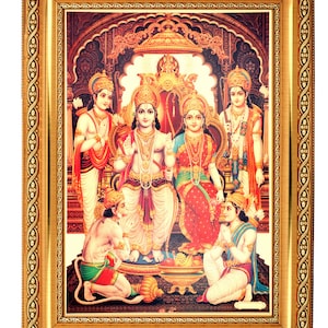 Ram Darbar Beautiful Golden Foil Photo In Golden Frame (11.50 x 13.50 Inches)