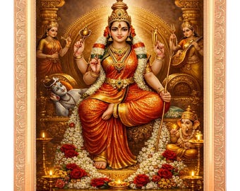 7 Hills Store - Cornice portafoto Sri Lalitha Tripura sundari MATA, dimensioni ridotte (15,7 x 20,8 cm