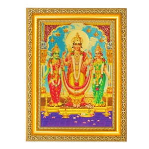 Lord Murugan With Valli & Devyani Housewarming Gift Beautiful Golden Foil Photo In Golden Frame Availabe In 2 Size And Designs