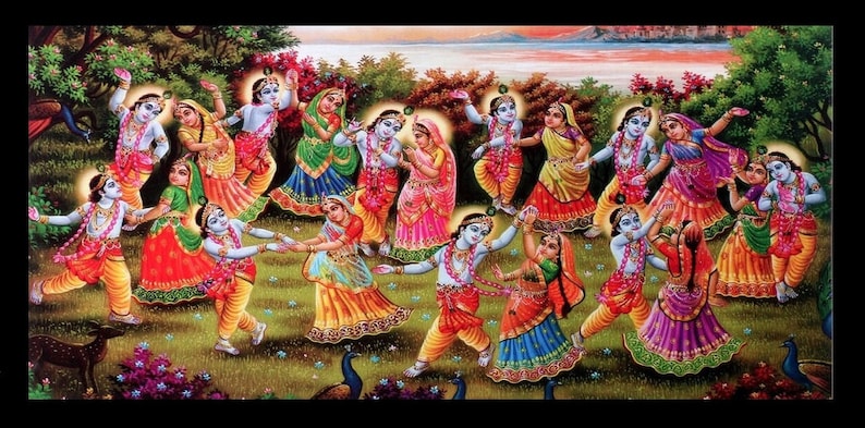 20 X 40 Inches Radha Krishna Raasleela Sparkle Print Poster Without Frame