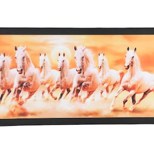 Beautiful 7 Running Horses Painting Sparkle Print Wall Sticker Poster Without Frame (20 X 40 Inches)