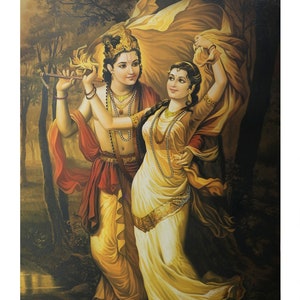 Beautiful Painting Of Radha Krishna Texture Coated Print Poster Without Frame (25 X 36 Inches)