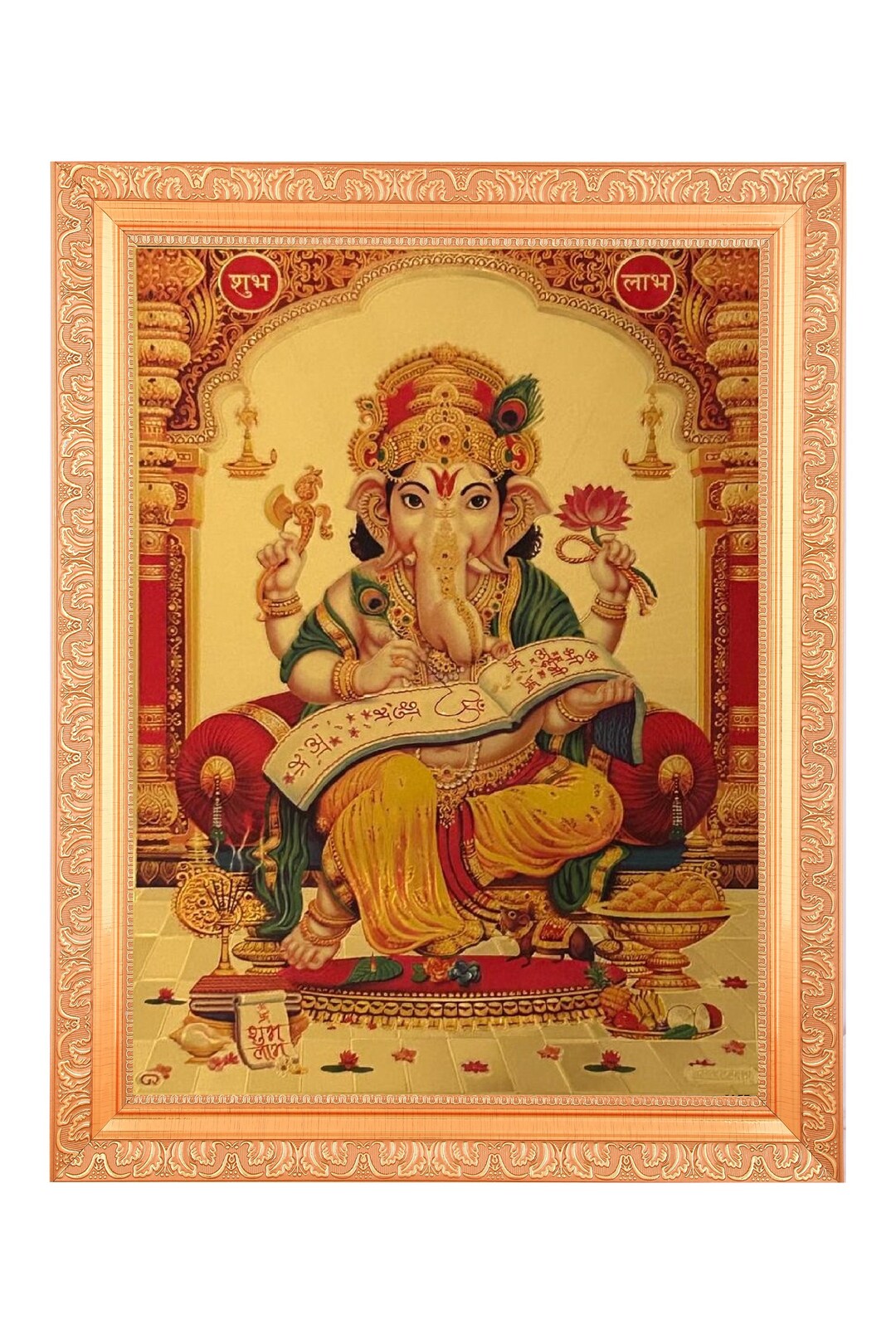 Ganesh Golden Foil Art in Ornate Frame, Housewarming Gift (11 X 14 Inch ...