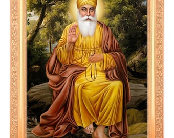 Meditating Guru Nanak Dev Ji Golden Framed Print (11 X 14 Inch) - Etsy