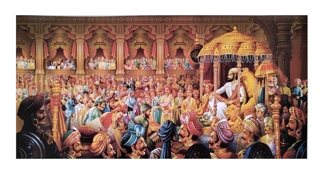 Buy Shivaji Maharaj Rajyabhishek Fine Print Wall Sticker Poster Without