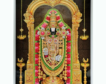 Tirupati Balaji Golden Zari Art Work Poster Without Frame (24 X 36 Inches){{Available in 2 Designs}}