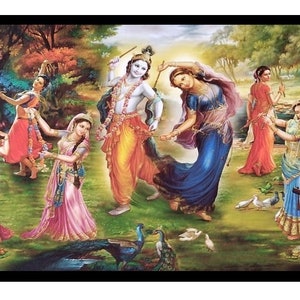 Raasleela Radha Krishna Malerei Sparkle Print Wandposter ohne Rahmen (50,8 x 100cm)